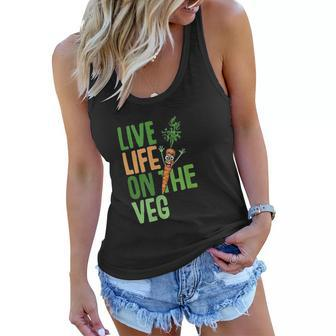 Life On The Veg Funny Vegan Slogan Plant Power Cute Graphic Women Flowy Tank - Thegiftio UK