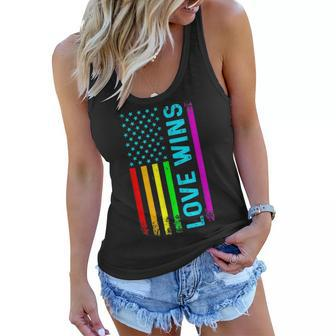 Love Wins Lgbt Lgbt Gay Pride Rainbow Flag Women Flowy Tank - Seseable
