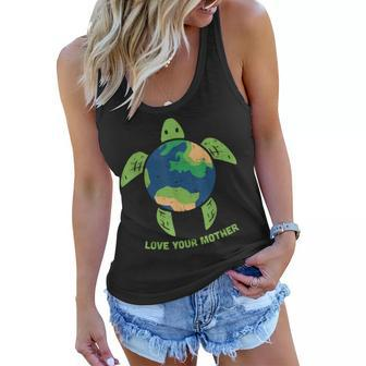 Love Your Mother Earth Day Recycle Turtle Environment Women Flowy Tank | Mazezy