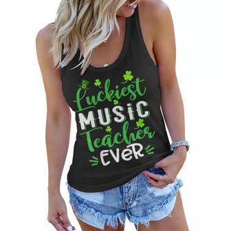 Luckiest Music Teacher Ever Shamrock St Patricks Day Women Flowy Tank | Mazezy