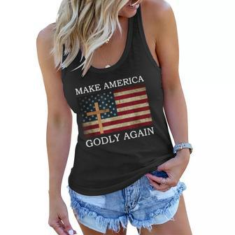 Make America Godly Again American Flag Shirt Women Flowy Tank - Thegiftio UK