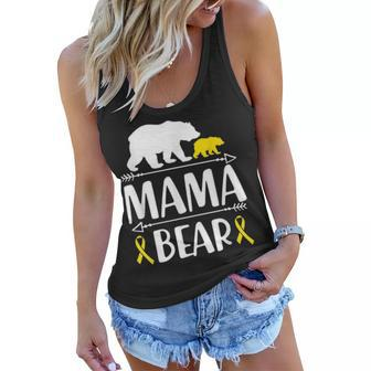 Mama Bear Childhood Cancer Awareness Gift Mom Of A Warrior Women Flowy Tank - Seseable
