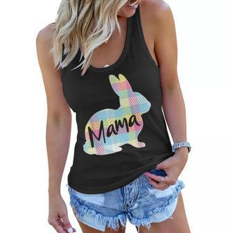 Mama Bunny Rabbit Pastel Plaid Mother Mommy Mom Easter Women Flowy Tank | Mazezy