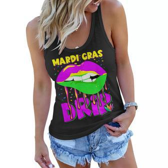 Mardi Gras Drip Lips Outfit Costume Women Women Flowy Tank - Seseable