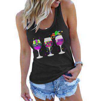 Mardi Gras Glass Of Wine Funny Drinking Wine For Men Women V2 Women Flowy Tank - Seseable