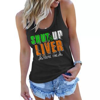 Mardi Gras Shut Up Liver Youre Fine Funny Beer Drinking Women Flowy Tank - Seseable