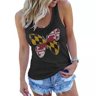 Maryland Flag Butterfly Home State Vintage Distressed Women Flowy Tank | Seseable UK