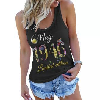 May 1946 75 Year Old Sunflower Floral 75Th Birthday Gift Women Flowy Tank | Mazezy