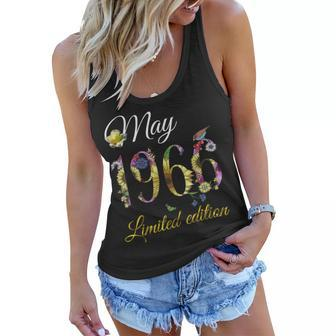 May 1966 55 Year Old Sunflower Floral 55Th Birthday Gift Women Flowy Tank | Mazezy
