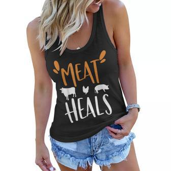 Meat Heals Keto Low Carb Diet Beef Pork Chicken Women Flowy Tank | Mazezy