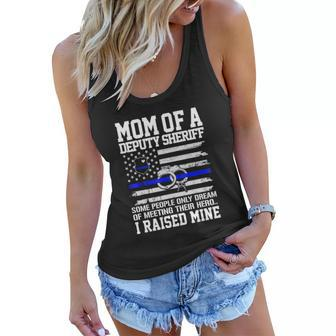 Mom Of A Deputy Sheriff Mother Thin Blue Line American Flag Shirt Women Flowy Tank - Thegiftio UK