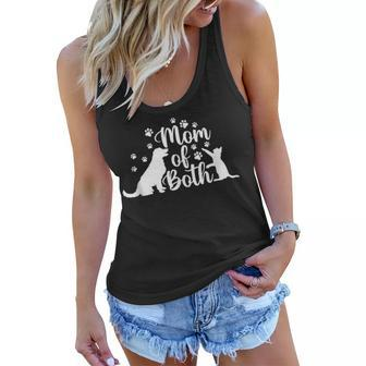 Mom Of Both Cat And Dog Mom Gift Crazy Cat Lady Dog Lover Women Flowy Tank | Mazezy
