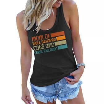 Mom Of Cats And Feral Children Cat Mom Funny Mothers Day Women Flowy Tank | Mazezy