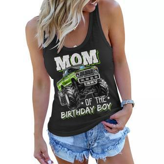 Mom Of The Birthday Boy Monster Truck Birthday Novelty Gift Women Flowy Tank | Mazezy