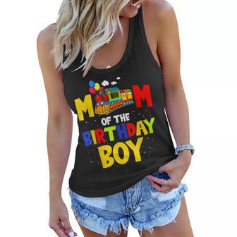Mom Of The Birthday Boy Train For Mommy Mama Mother Women Flowy Tank | Mazezy