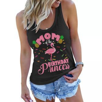 Mom Of The Birthday Princess Cute Flamingo Girl Gifts Women Flowy Tank | Mazezy