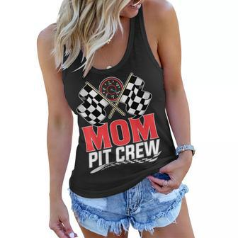 Mom Pit Crew Race Car Birthday Party Racing Family Women Flowy Tank | Mazezy