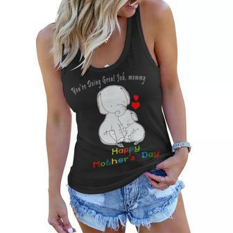 Mommy Happy Mothers Day Elephant T- Shirt Women Flowy Tank | Mazezy