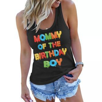 Mommy Of The Birthday Boy Balloon Boys Party Women Flowy Tank | Mazezy