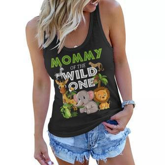 Mommy Of The Wild One Zoo Birthday Safari Jungle Animal Women Flowy Tank - Thegiftio UK