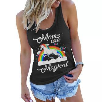 Moms Are Magical Mothers Day With Rainbow Unicorn Women Flowy Tank | Mazezy
