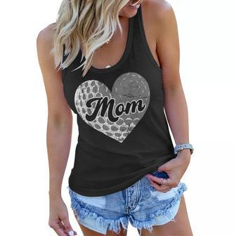 Mothers Day Distressed Heart Golf Mom Mama Sport Fan Women Flowy Tank | Mazezy