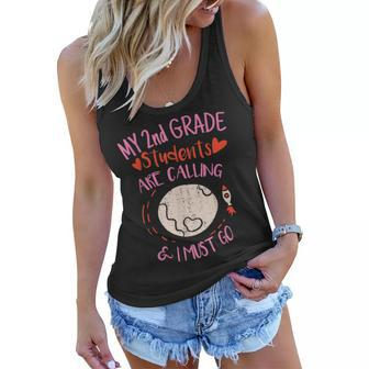 My 2Nd Grade Students Are Calling And I Must Go Teacher Team Women Flowy Tank | Mazezy