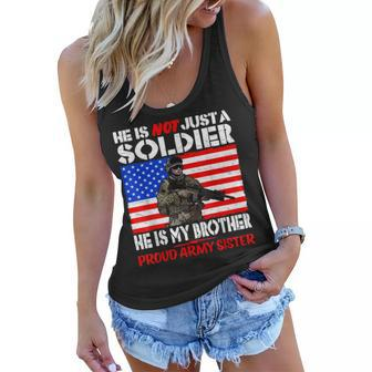 My Brother My Soldier Hero Proud Army Sister Military Family Women Flowy Tank | Mazezy
