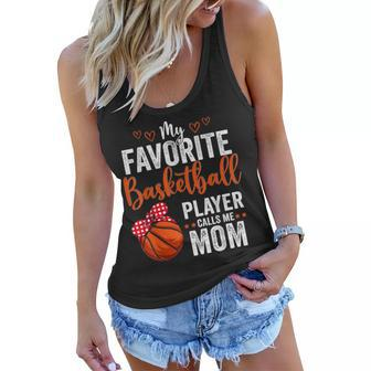 My Favorite Basketball Player Calls Me Mom Mothers Day Women Flowy Tank - Thegiftio UK