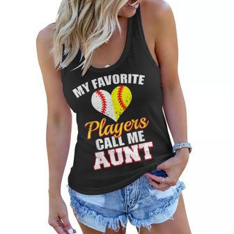 My Favorite Players Call Me Aunt Baseball Softball Aunt Women Flowy Tank | Mazezy