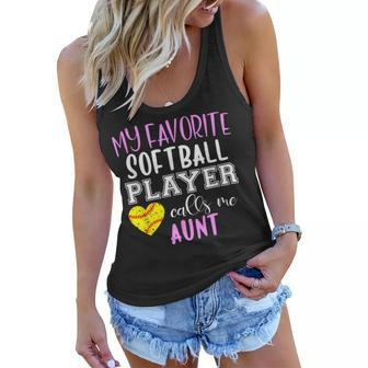 My Favorite Softball Player Call Me Aunt Women Flowy Tank - Thegiftio UK