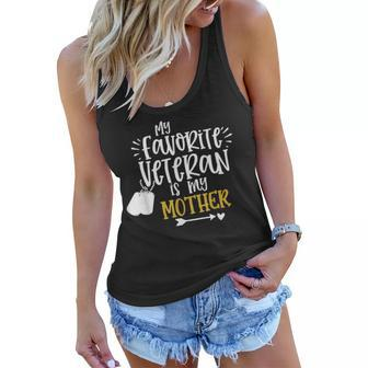 My Favorite Veteran Is My Mother Funny Military Women Flowy Tank - Seseable