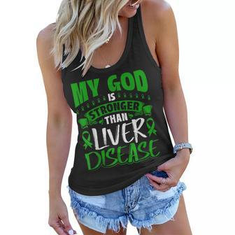 My God Is Stronger Than Liver Disease Awareness Women Flowy Tank | Mazezy
