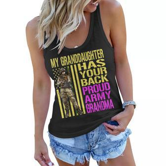 My Granddaughter Has Your Back Army Grandma Gift Women Flowy Tank - Seseable