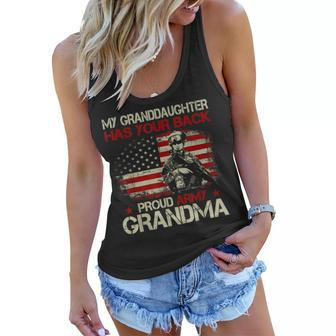 My Granddaughter Has Your Back Proud Army Grandma Gift Women Flowy Tank | Mazezy