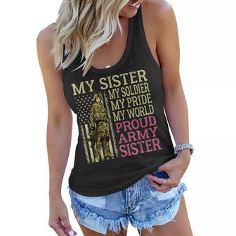 My Sister My Soldier Hero Proud Army Sister Military Sibling Women Flowy Tank | Mazezy