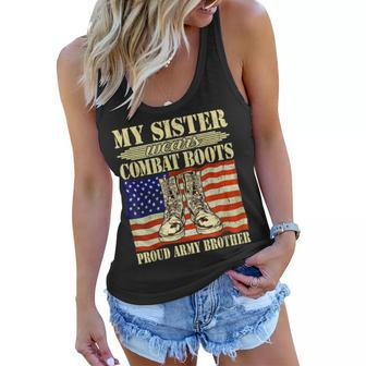 My Sister Wears Combat Boots Military Proud Army Brother Women Flowy Tank | Mazezy