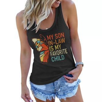 My Son In Law Is My Favorite Child Butterfly Mom Dad Retro Gift For Womens Women Flowy Tank - Thegiftio UK