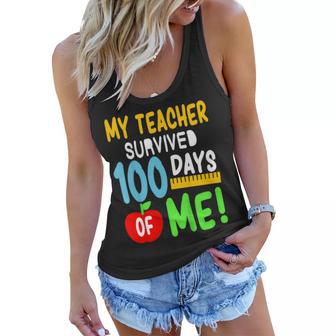 My Teacher Survived 100 Days Of Me 100 School Days Women Flowy Tank | Mazezy