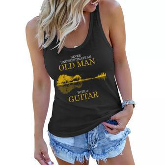 Never Underestimate A Old Man With A Guitar V5 Women Flowy Tank - Thegiftio UK