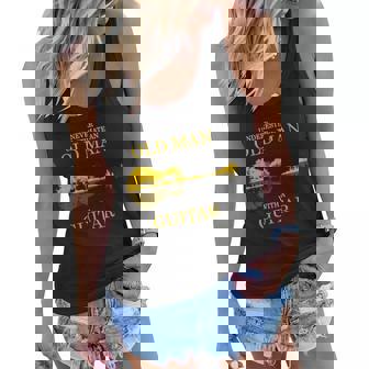 Never Underestimate A Old Man With A Guitar V5 Women Flowy Tank - Thegiftio