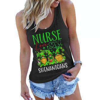 Nurses Love Shenanigans Funny Gnomes Nurse St Patricks Day V3 Women Flowy Tank - Seseable