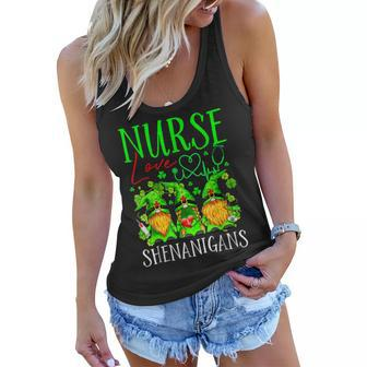 Nurses Love Shenanigans Funny Gnomes Nurse St Patricks Day V8 Women Flowy Tank - Seseable