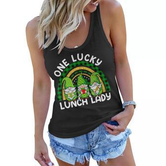 One Lucky Lunch Lady Gnomes St Patricks Rainbow Women Flowy Tank - Seseable