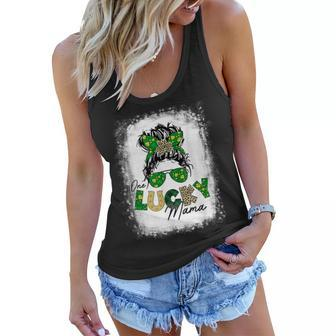 One Lucky Mama Funny Father Irish Clovers St Patricks Day Women Flowy Tank - Seseable