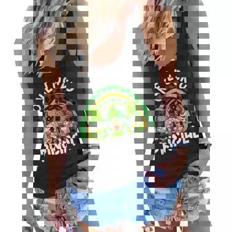 One Lucky Principal Gnomes St Patricks Rainbow Women Flowy Tank - Seseable