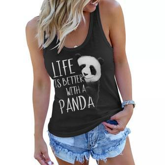 Panda Lovers Life Is Better With A Panda Bear Women Flowy Tank - Seseable
