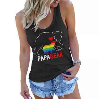 Papa Bear Proud Dad Daddy Rainbow Flag Lgbt Pride Father Day Gift For Mens Women Flowy Tank | Mazezy