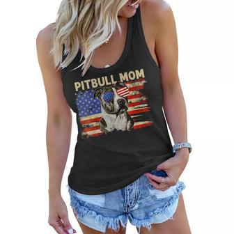 Patriotic Pitbull Mom Gifts 4Th Of July American Flag Usa Women Flowy Tank - Thegiftio UK