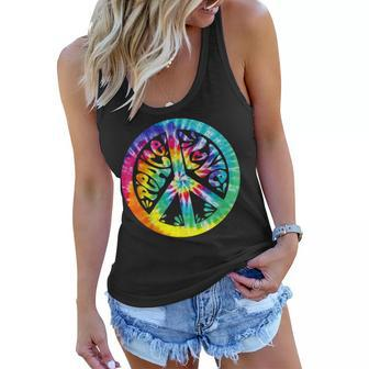 Peace Sign Love Tie Dye 60S 70S Hippie Costume Girls Women Women Flowy Tank | Mazezy CA